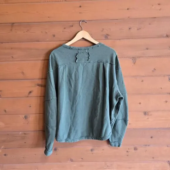 Free People We The Free Total Eclipse Tee Eden Green Ribbed Drop Shoulder S Boho - Picture 3 of 7